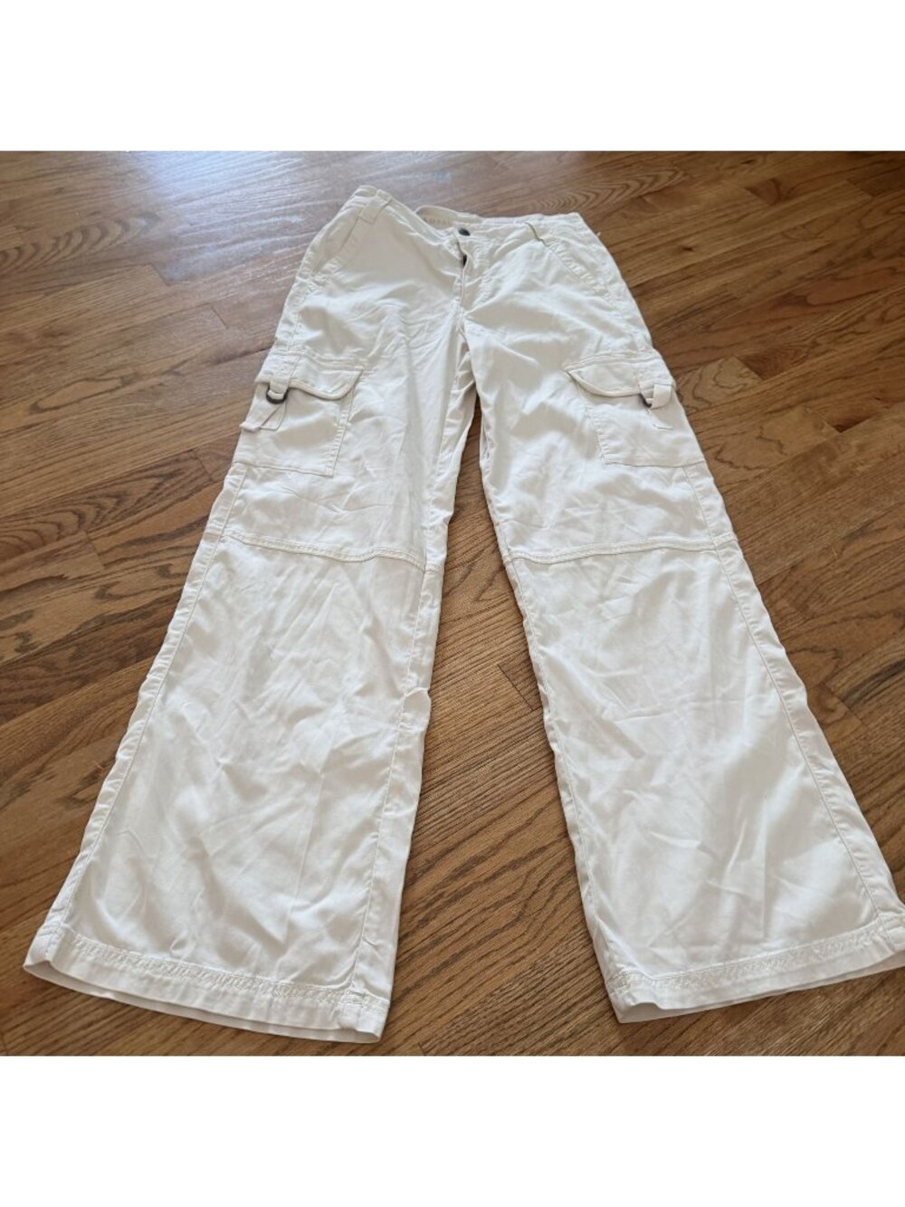 American Eagle Womens Cream Super High Rise Baggy Wide Leg Pants Size 2
